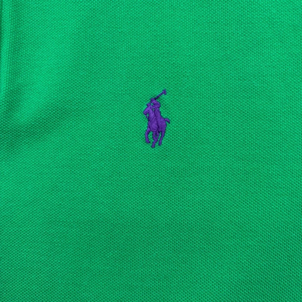 Polo Ralph Lauren Mens XL Green Classic Fit Short Sleeve Pique Polo Purple Pony